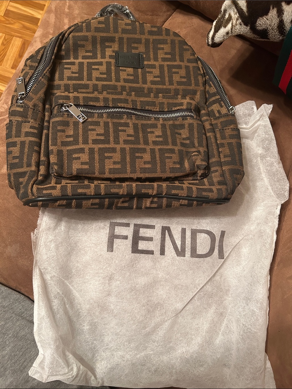 Fendi Brown Zucca Monogram Backpack
